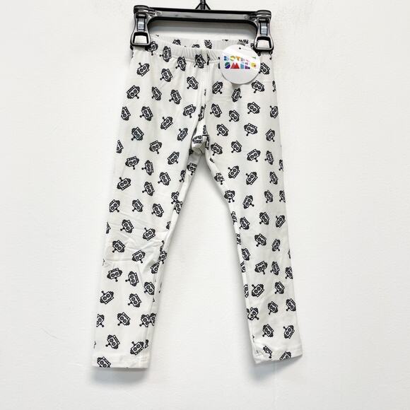 Dot Dot Smile Kids White Robot Print Stretch Full Length Leggings Size 2T - Picture 1 of 4